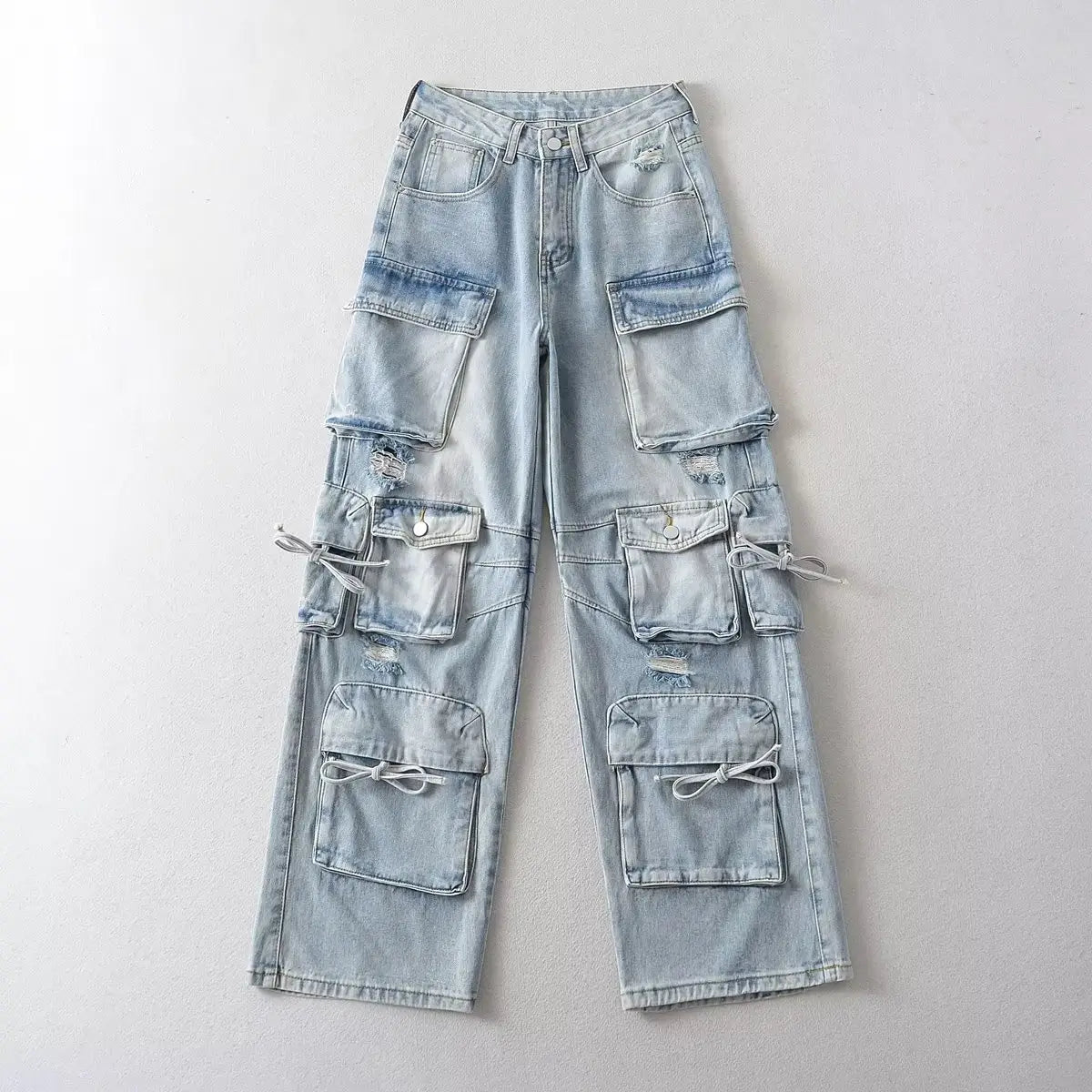 American Style Fashion Work Clothes Style Straight-leg Denim Trousers