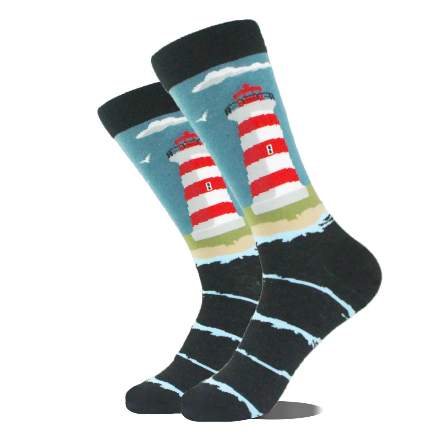 Men’s Cartoon Animal Retro Oil Painting Mid-calf Socks