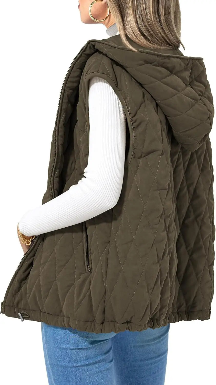 Fashion New Ladies Hooded Cotton-padded Waistcoat