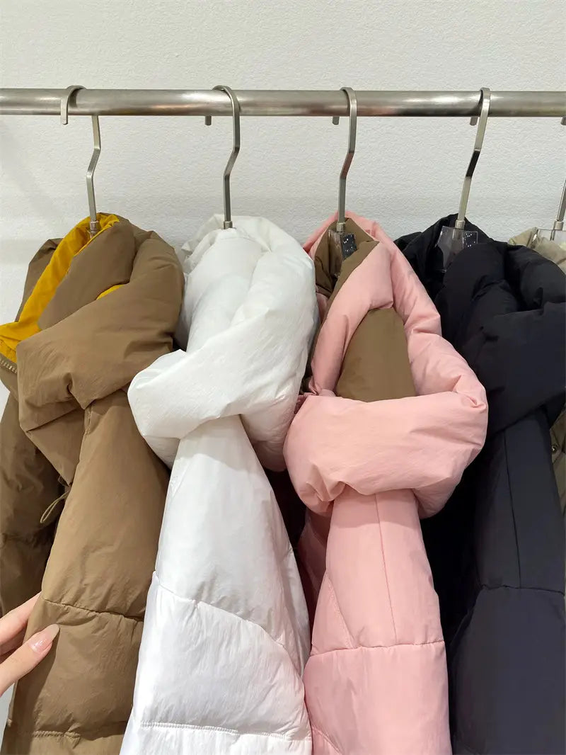 Korean Style Winter Clothes Hooded Women’s Over-the-knee Quilt Down Jacket
