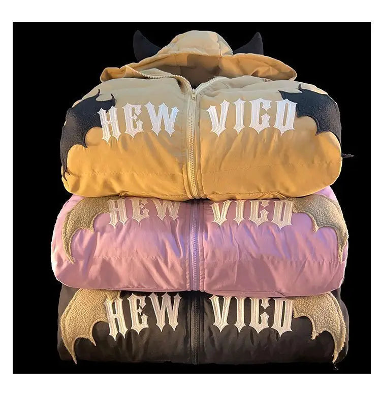 American Retro Embroidered Hooded Cotton Coat