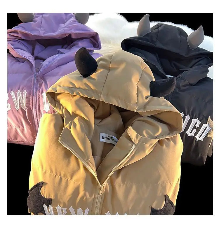 American Retro Embroidered Hooded Cotton Coat