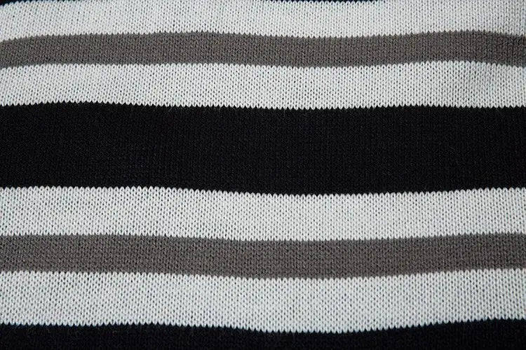 Pu Shuai Stitching Contrast Color Long Sleeves Round Neck Sweater