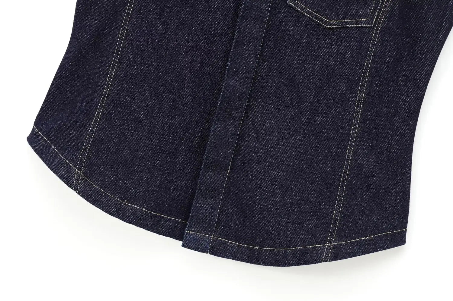 European And American Style Fashion String Decoration Lapel Sleeveless Denim Shirt