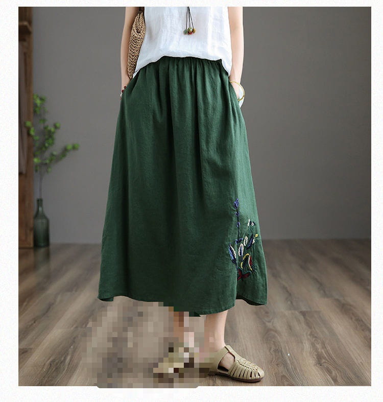 Summer Retro Women’s Cotton And Linen Skirt