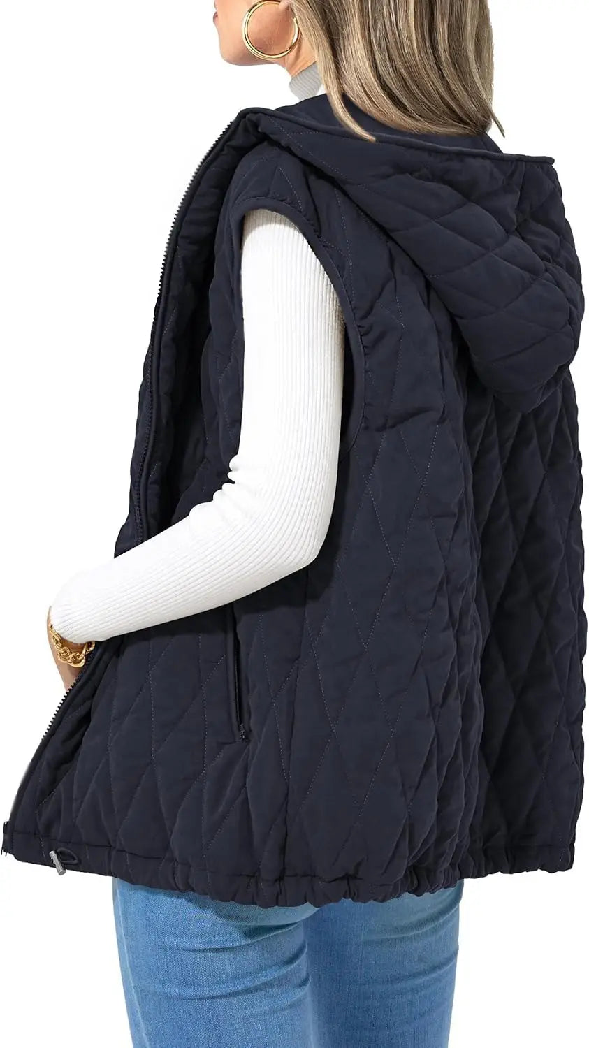 Fashion New Ladies Hooded Cotton-padded Waistcoat