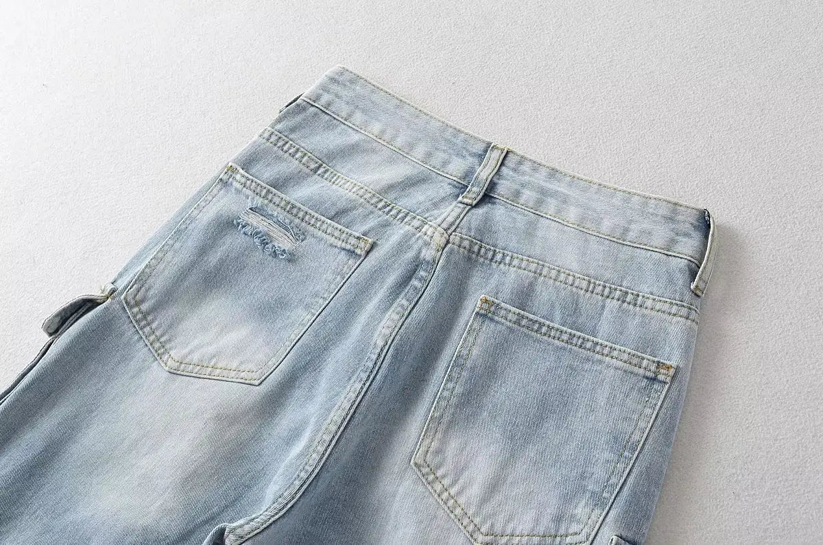 American Style Fashion Work Clothes Style Straight-leg Denim Trousers