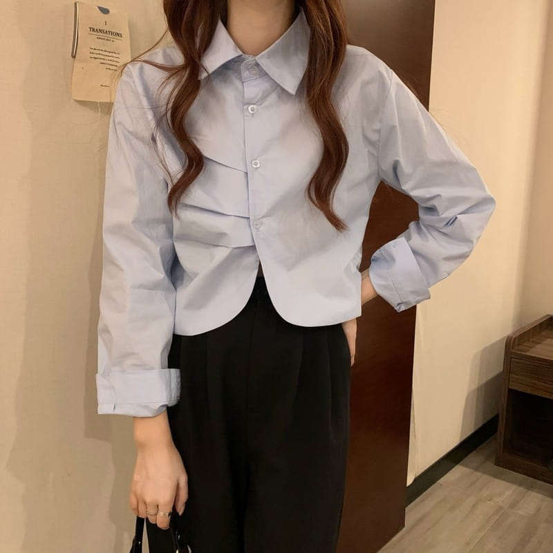 French White Shirt Women’s Spring Design Sense Niche Shirt Temperament High Sense Chic Beautiful Short Long Sleeve Top