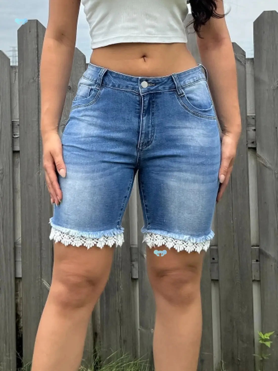 Chic Light Blue High-waisted Plus Size Denim Shorts