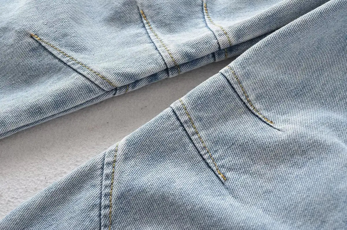 American Style Fashion Work Clothes Style Straight-leg Denim Trousers