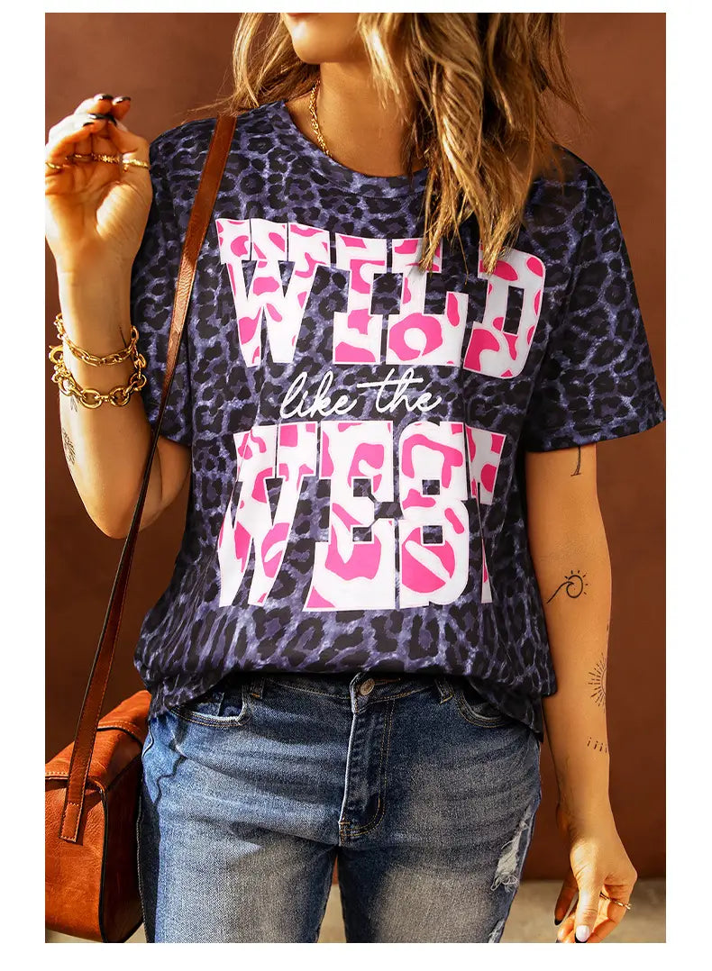 Women’s Round Neck Leopard Print Pullover Simple Style