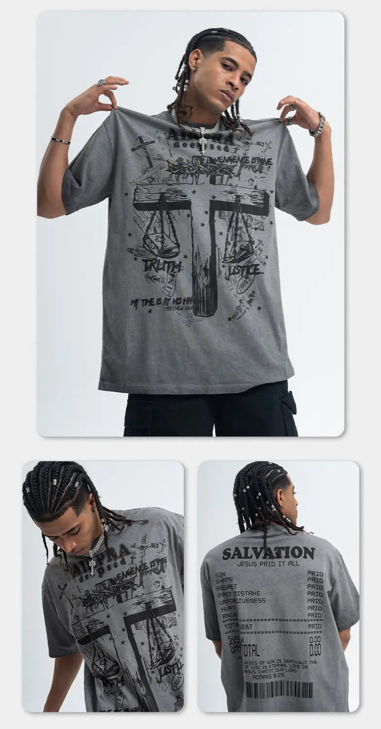 Printed Cotton Short-sleeved T-shirt Men’s And Women’s Bottoming Shirt Autumn And Winter
