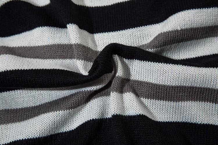 Pu Shuai Stitching Contrast Color Long Sleeves Round Neck Sweater
