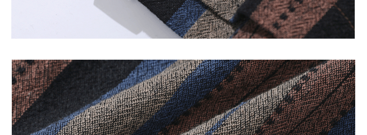 Japanese-style Retro Amekaji Ethnic Style Striped Short Sleeve Shirt