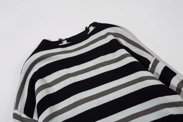 Pu Shuai Stitching Contrast Color Long Sleeves Round Neck Sweater