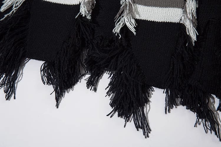 Pu Shuai Stitching Contrast Color Long Sleeves Round Neck Sweater