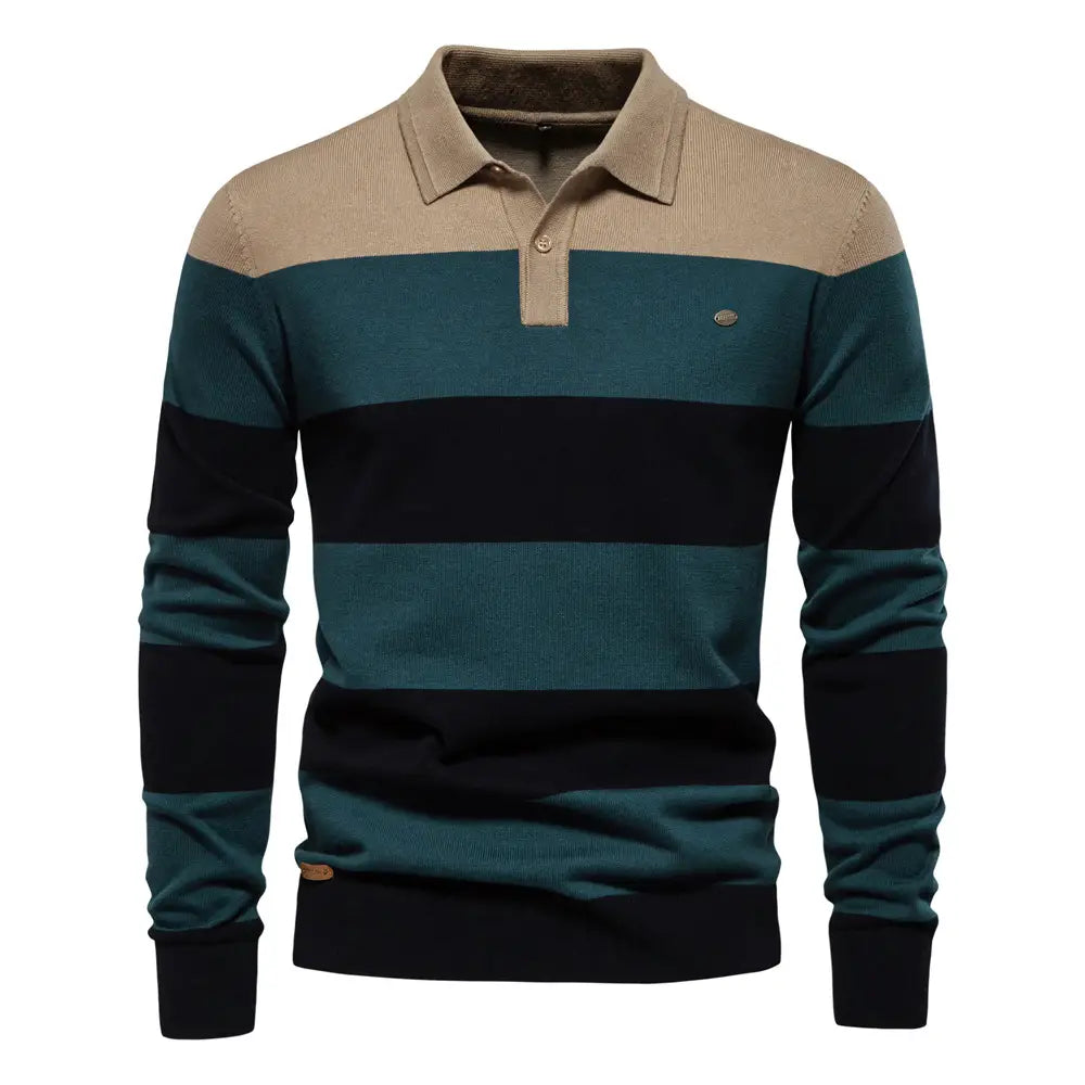 Men’s Long Sleeve Polo Collar Sweater Slim Lapel