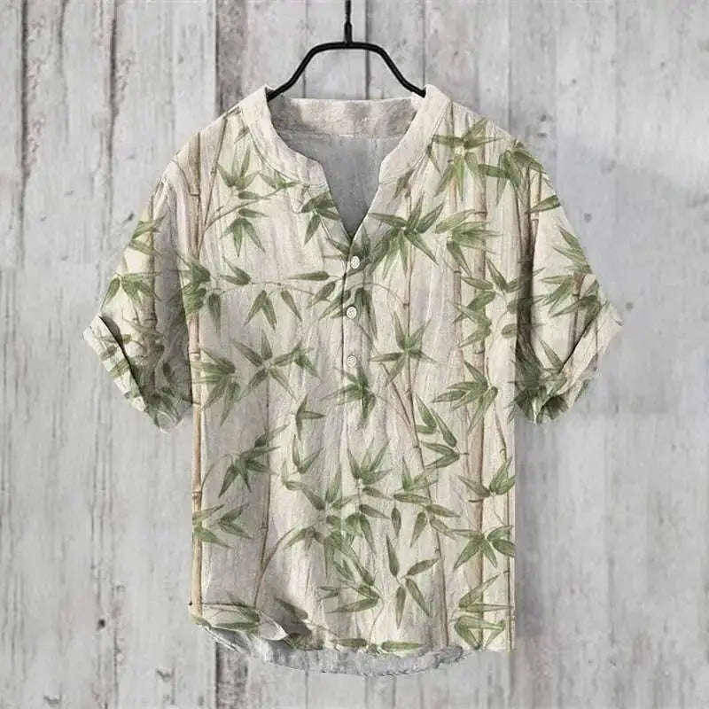 Summer Thin Printed V-neck Men’s T-shirt