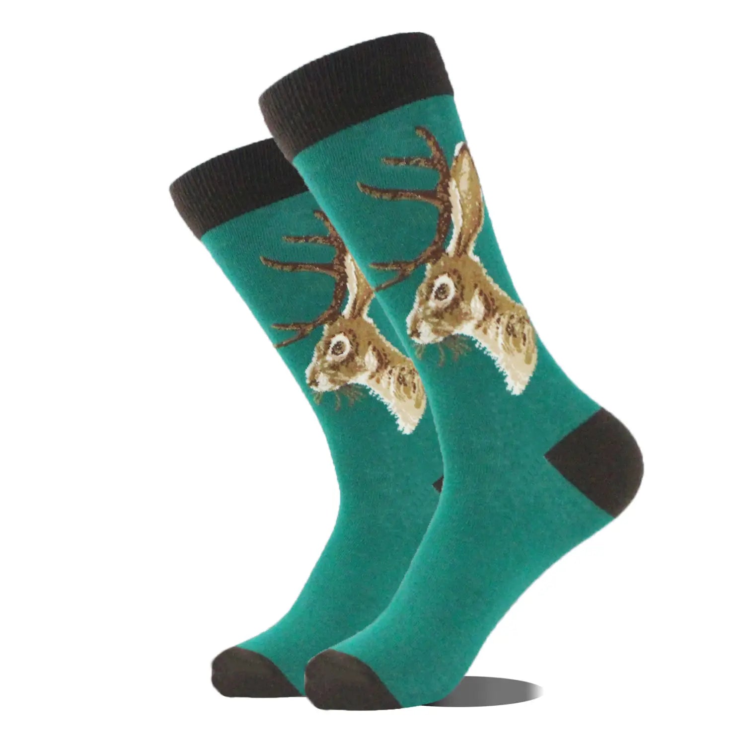 Men’s Cartoon Animal Retro Oil Painting Mid-calf Socks