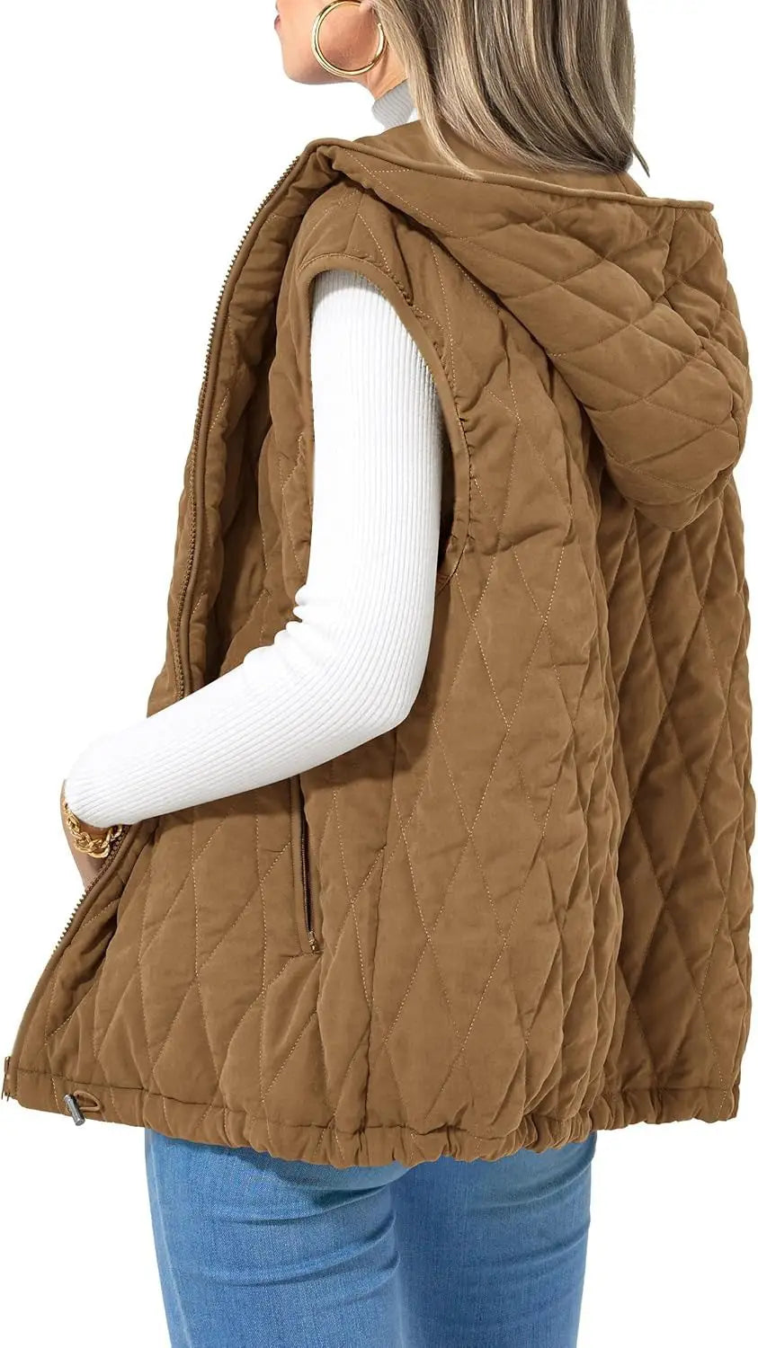 Fashion New Ladies Hooded Cotton-padded Waistcoat