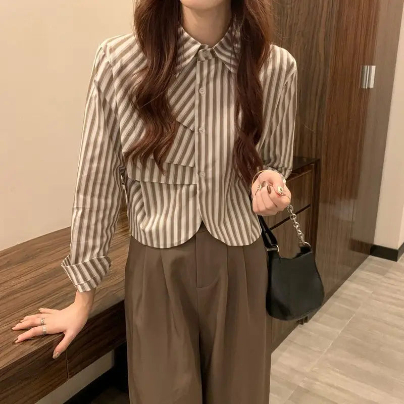 French White Shirt Women’s Spring Design Sense Niche Shirt Temperament High Sense Chic Beautiful Short Long Sleeve Top