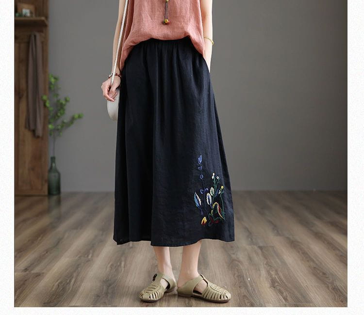 Summer Retro Women’s Cotton And Linen Skirt