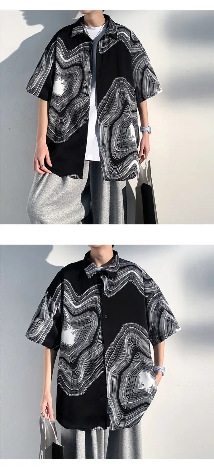 Summer Menswear Shirt Hong Kong Style Fashionable Temperament Short Sleeve