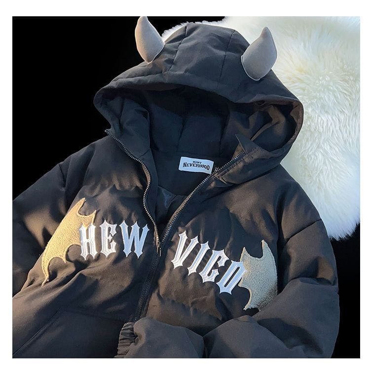 American Retro Embroidered Hooded Cotton Coat