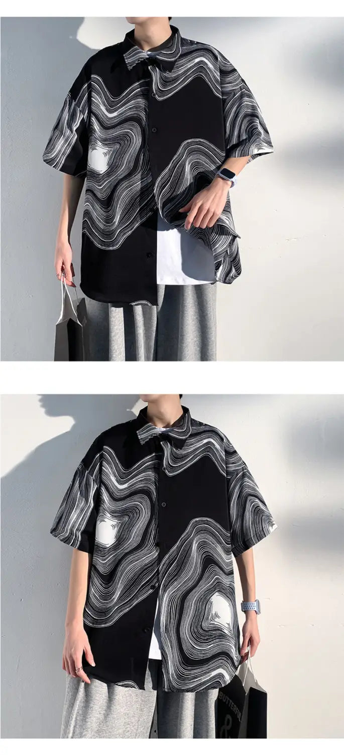 Summer Menswear Shirt Hong Kong Style Fashionable Temperament Short Sleeve