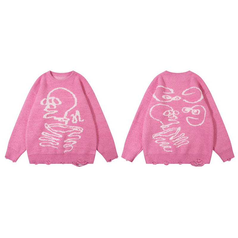 Dark Skull Ripped Sweater