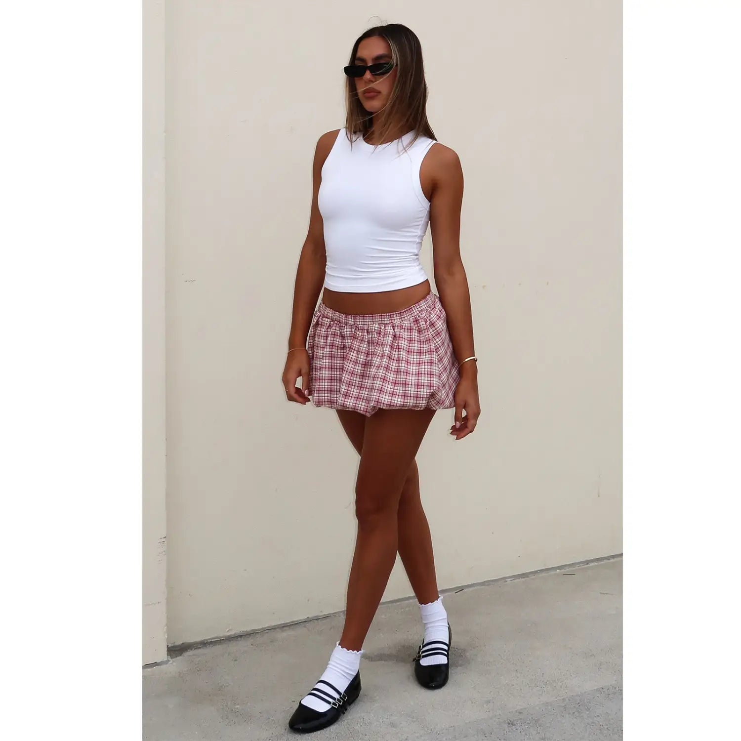 Fashion Cute Classic Plaid With Leggings