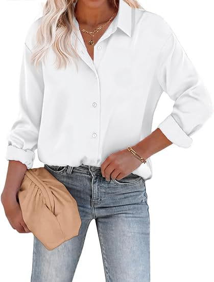 Women’s Satin Top Long Sleeve Button Shirt Autumn