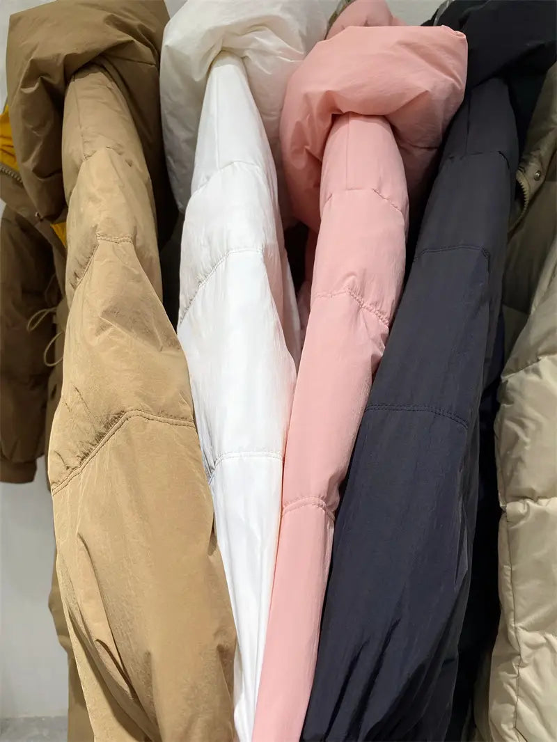 Korean Style Winter Clothes Hooded Women’s Over-the-knee Quilt Down Jacket