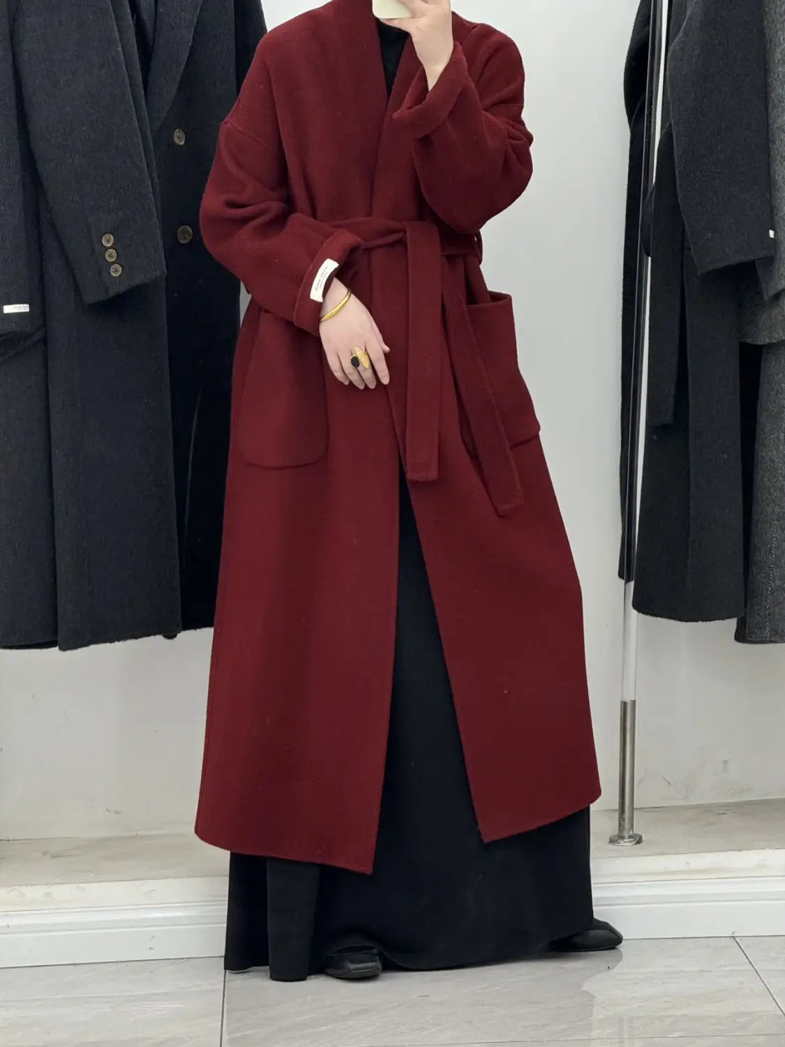 High-end Cashmere Double-sided Woolen Coat Women
