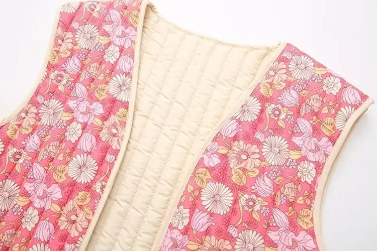 Autumn Small Floral Double-sided Wear Cotton Vest