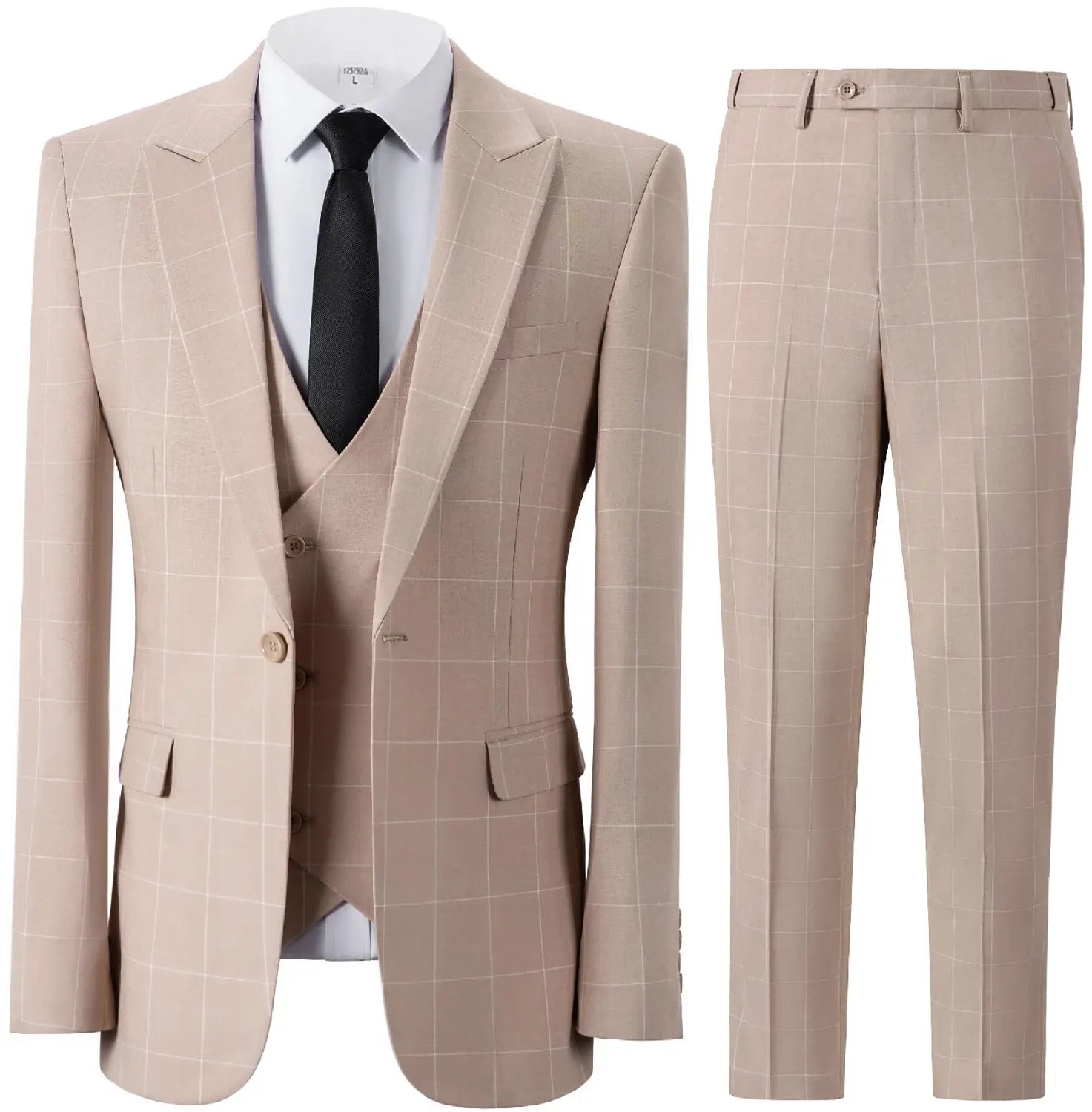 Men’s Simple Versatile Lattice Suit Three-piece Suit