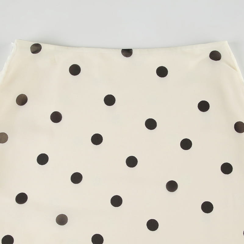 Women’s French-style Color Matching Polka Dot Side Zipper Pleated Hip Skirt