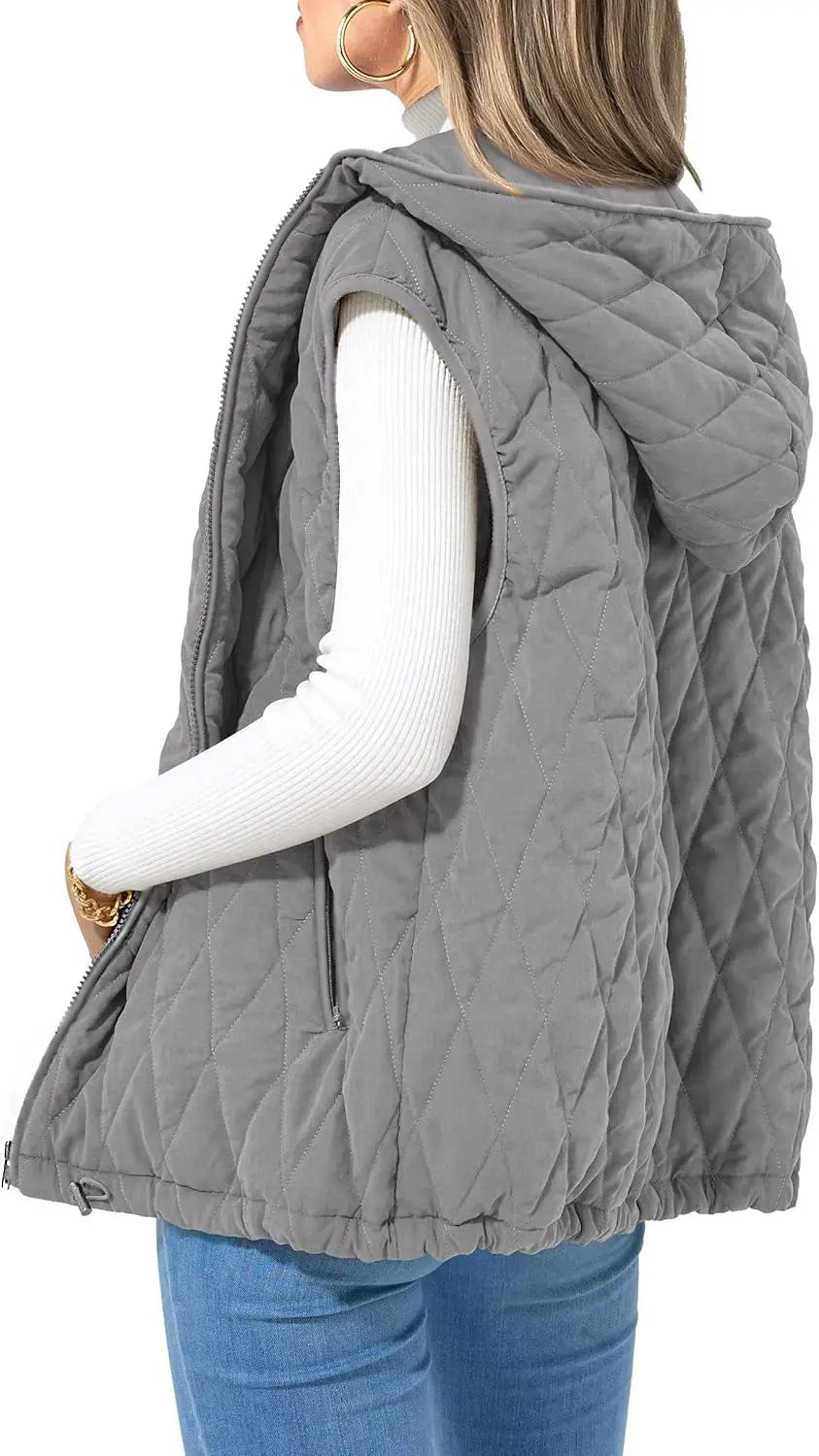 Fashion New Ladies Hooded Cotton-padded Waistcoat