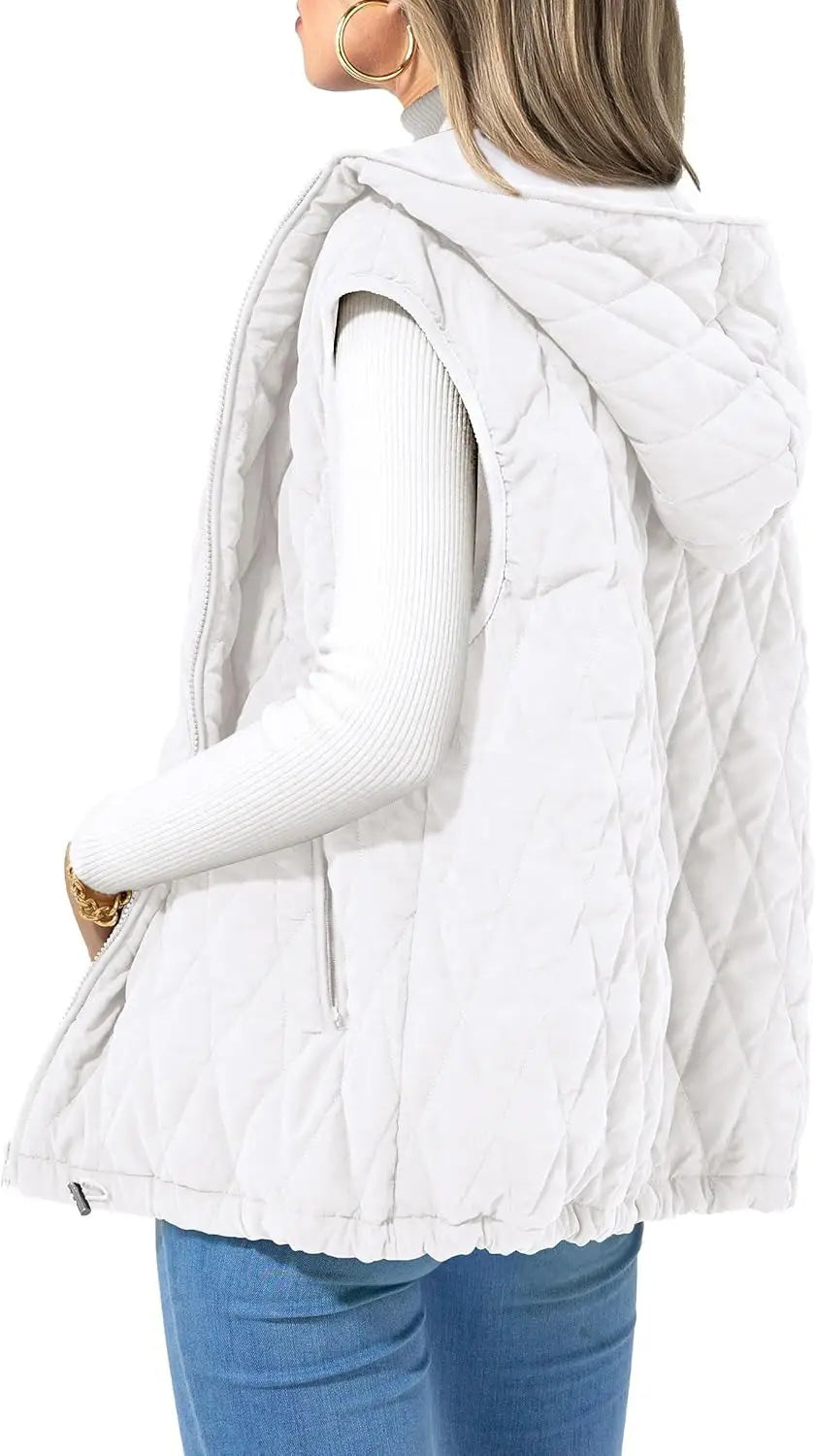 Fashion New Ladies Hooded Cotton-padded Waistcoat