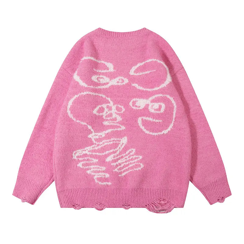 Dark Skull Ripped Sweater