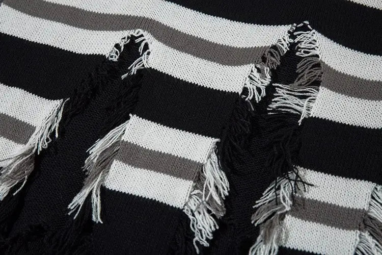 Pu Shuai Stitching Contrast Color Long Sleeves Round Neck Sweater