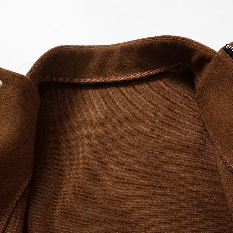Autumn And Winter New Contrast Color Stand-up Collar Zipper Cardigan Outerwear