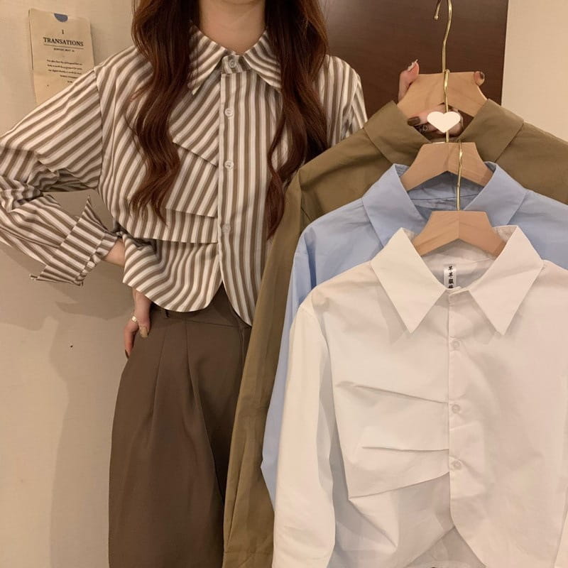 French White Shirt Women’s Spring Design Sense Niche Shirt Temperament High Sense Chic Beautiful Short Long Sleeve Top