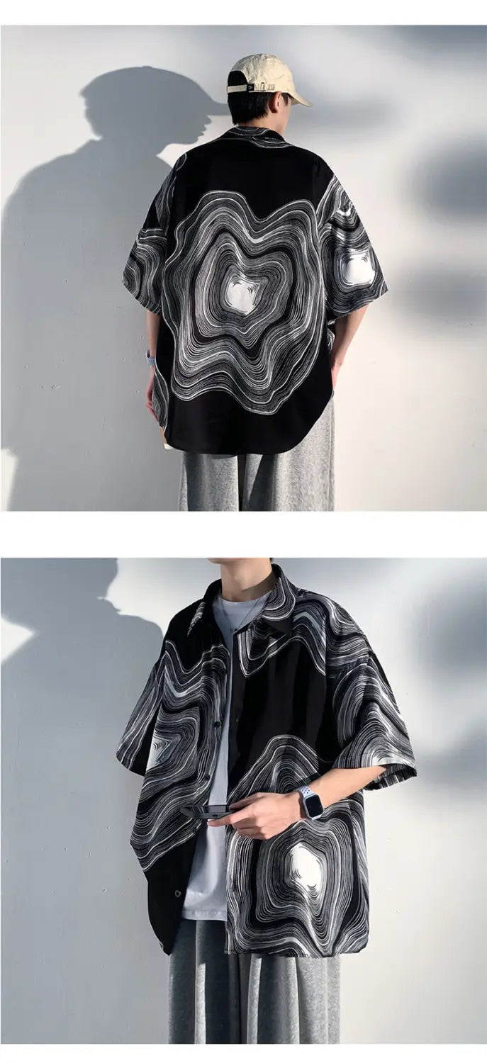 Summer Menswear Shirt Hong Kong Style Fashionable Temperament Short Sleeve