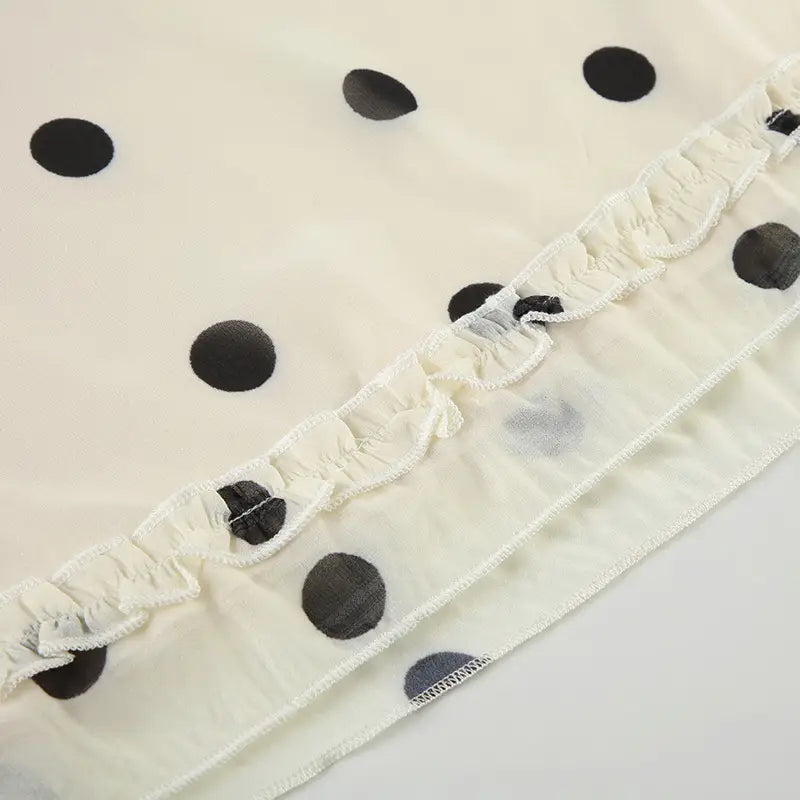 Women’s French-style Color Matching Polka Dot Side Zipper Pleated Hip Skirt