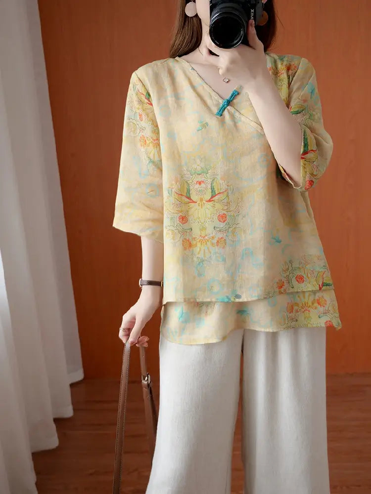 Chinese Style Retro Anti-aging Temperament Shirt Women’s Summer Loose