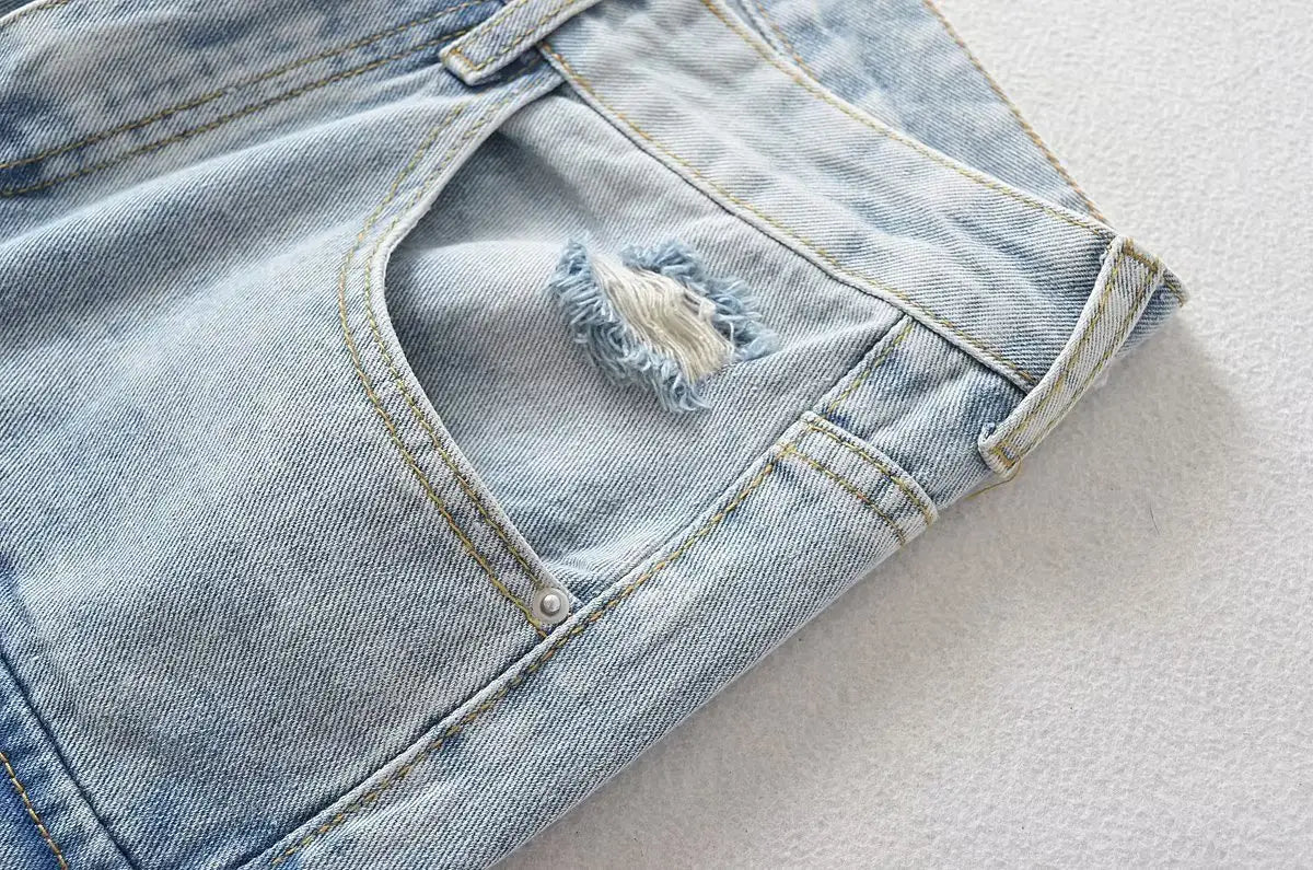 American Style Fashion Work Clothes Style Straight-leg Denim Trousers