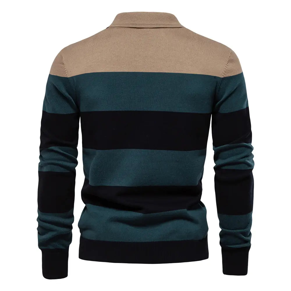 Men’s Long Sleeve Polo Collar Sweater Slim Lapel