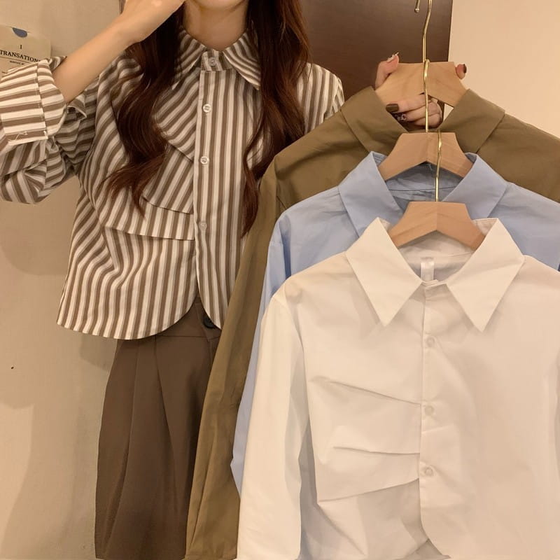 French White Shirt Women’s Spring Design Sense Niche Shirt Temperament High Sense Chic Beautiful Short Long Sleeve Top