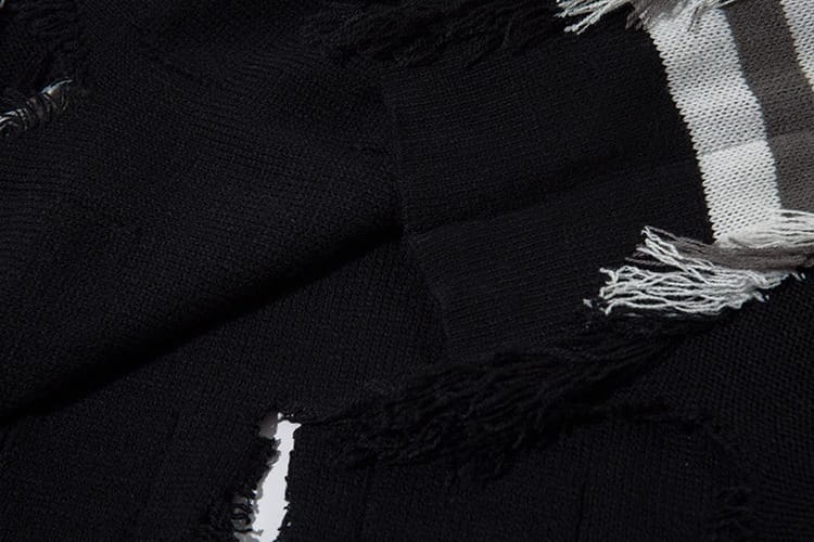 Pu Shuai Stitching Contrast Color Long Sleeves Round Neck Sweater